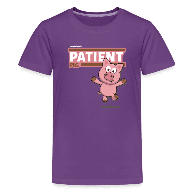 Patient Pig Character Comfort Kids Tee - purple