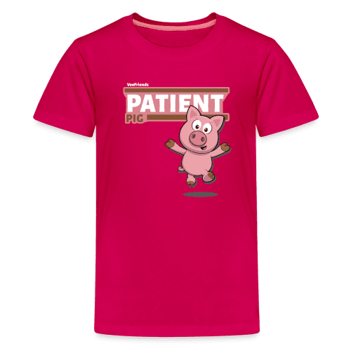 Patient Pig Character Comfort Kids Tee - dark pink