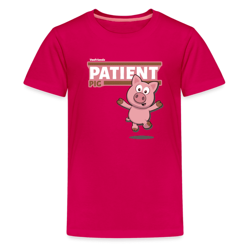 Patient Pig Character Comfort Kids Tee - dark pink