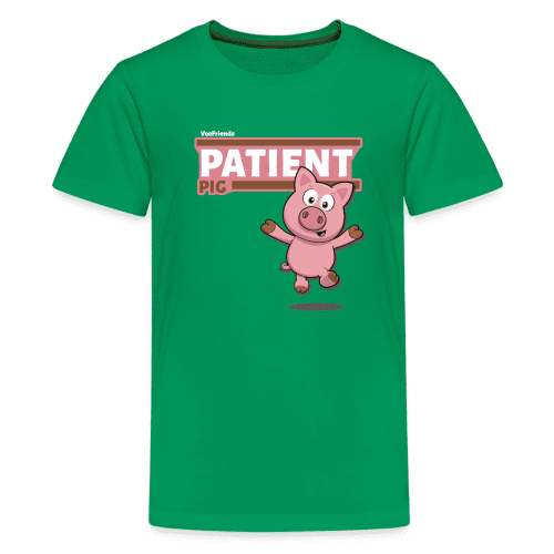 Patient Pig Character Comfort Kids Tee - kelly green