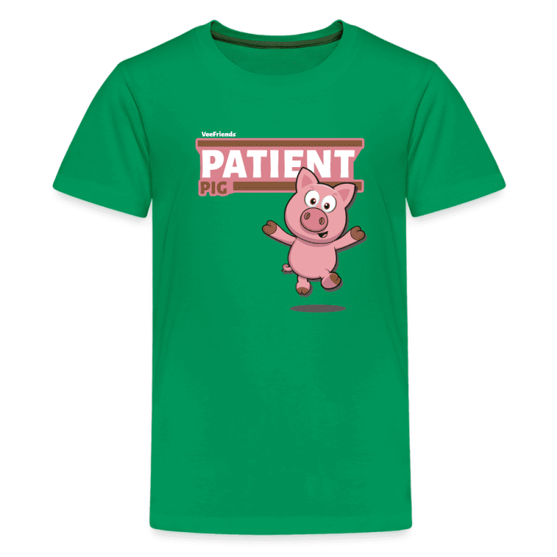 Patient Pig Character Comfort Kids Tee - kelly green