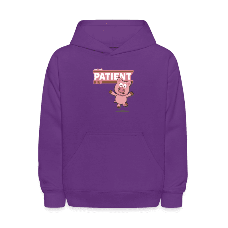 Patient Pig Character Comfort Kids Hoodie - purple