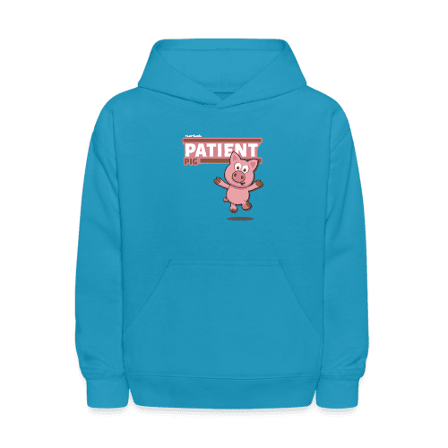 Patient Pig Character Comfort Kids Hoodie - turquoise