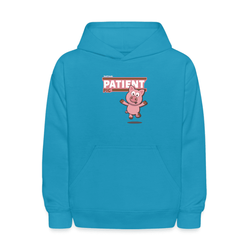 Patient Pig Character Comfort Kids Hoodie - turquoise