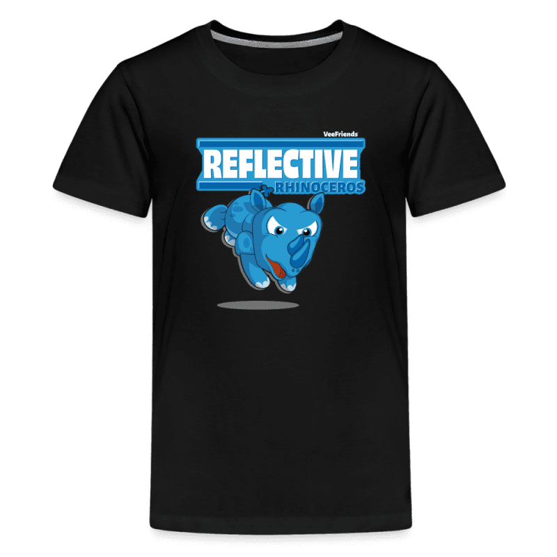 Reflective Rhinoceros Character Comfort Kids Tee - black