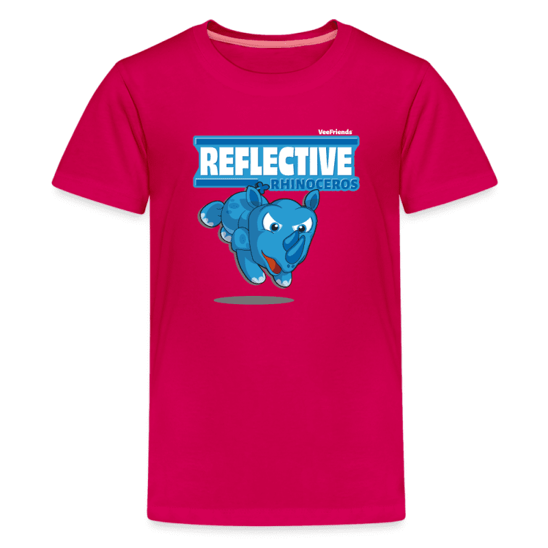 Reflective Rhinoceros Character Comfort Kids Tee - dark pink