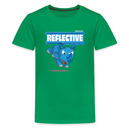 Reflective Rhinoceros Character Comfort Kids Tee - kelly green