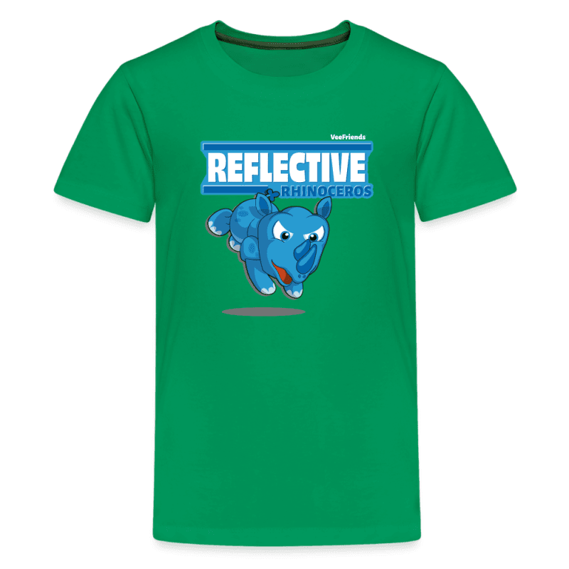 Reflective Rhinoceros Character Comfort Kids Tee - kelly green