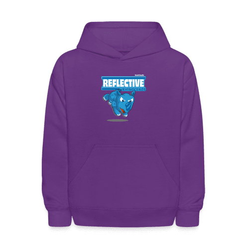 Reflective Rhinoceros Character Comfort Kids Hoodie - purple