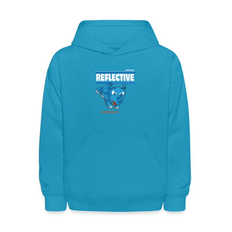 Reflective Rhinoceros Character Comfort Kids Hoodie - turquoise