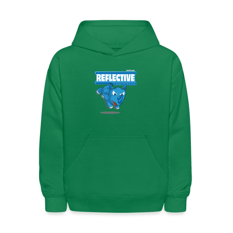 Reflective Rhinoceros Character Comfort Kids Hoodie - kelly green