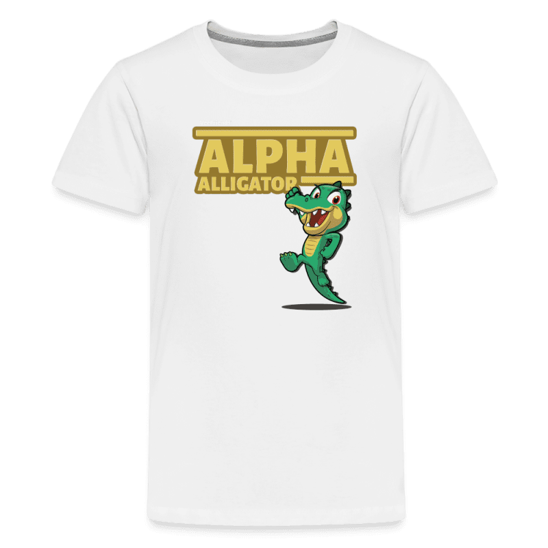 Alpha Alligator Character Comfort Kids Tee - white