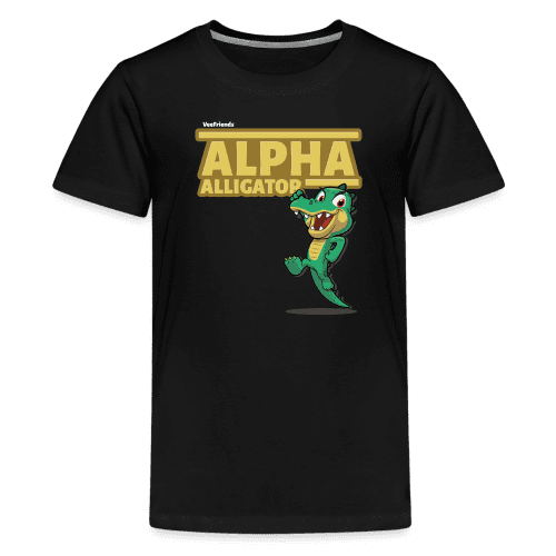 Alpha Alligator Character Comfort Kids Tee - black