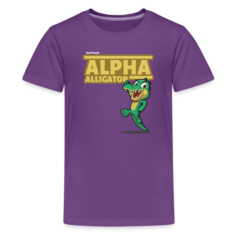 Alpha Alligator Character Comfort Kids Tee - purple