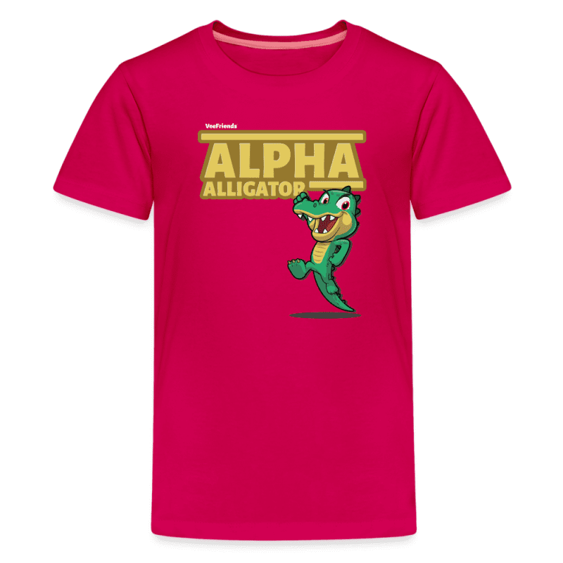 Alpha Alligator Character Comfort Kids Tee - dark pink