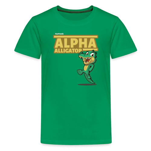 Alpha Alligator Character Comfort Kids Tee - kelly green