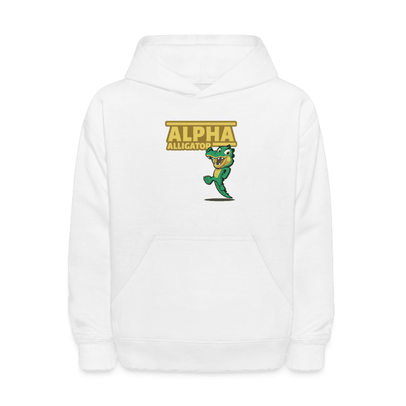 Alpha Alligator Character Comfort Kids Hoodie - white