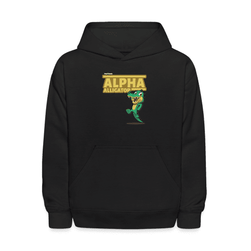 Alpha Alligator Character Comfort Kids Hoodie - black