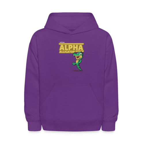 Alpha Alligator Character Comfort Kids Hoodie - purple