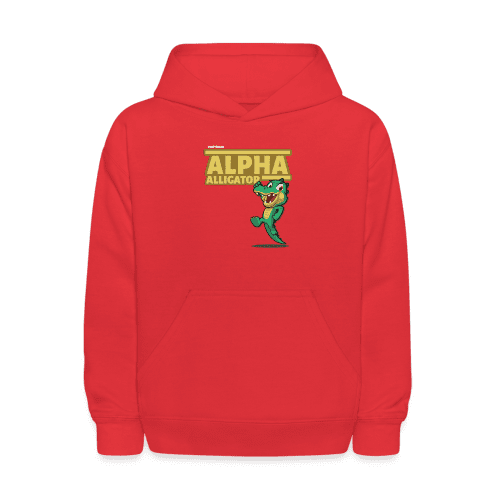 Alpha Alligator Character Comfort Kids Hoodie - red