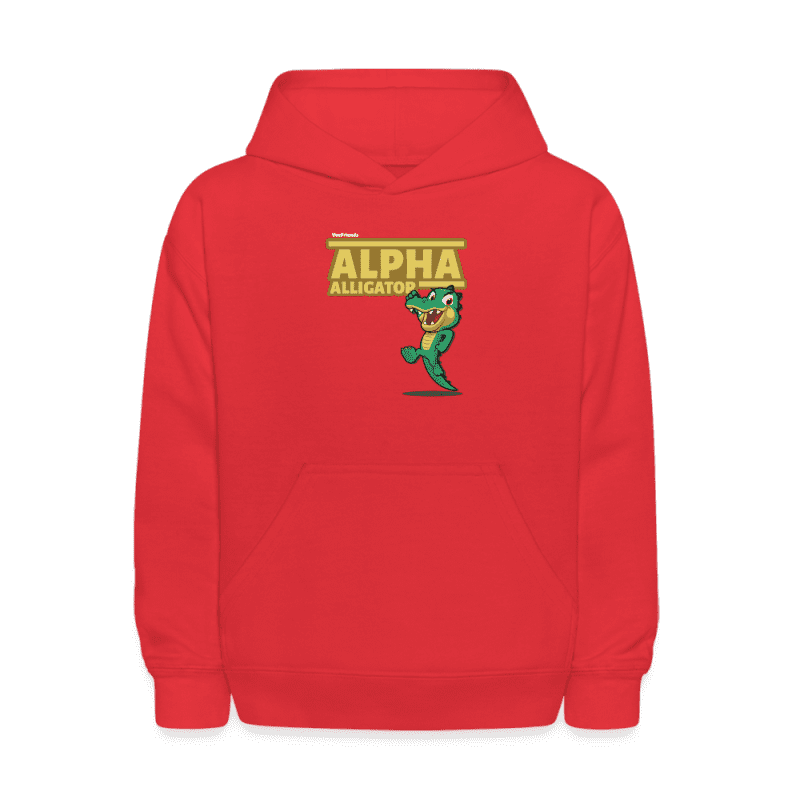 Alpha Alligator Character Comfort Kids Hoodie - red