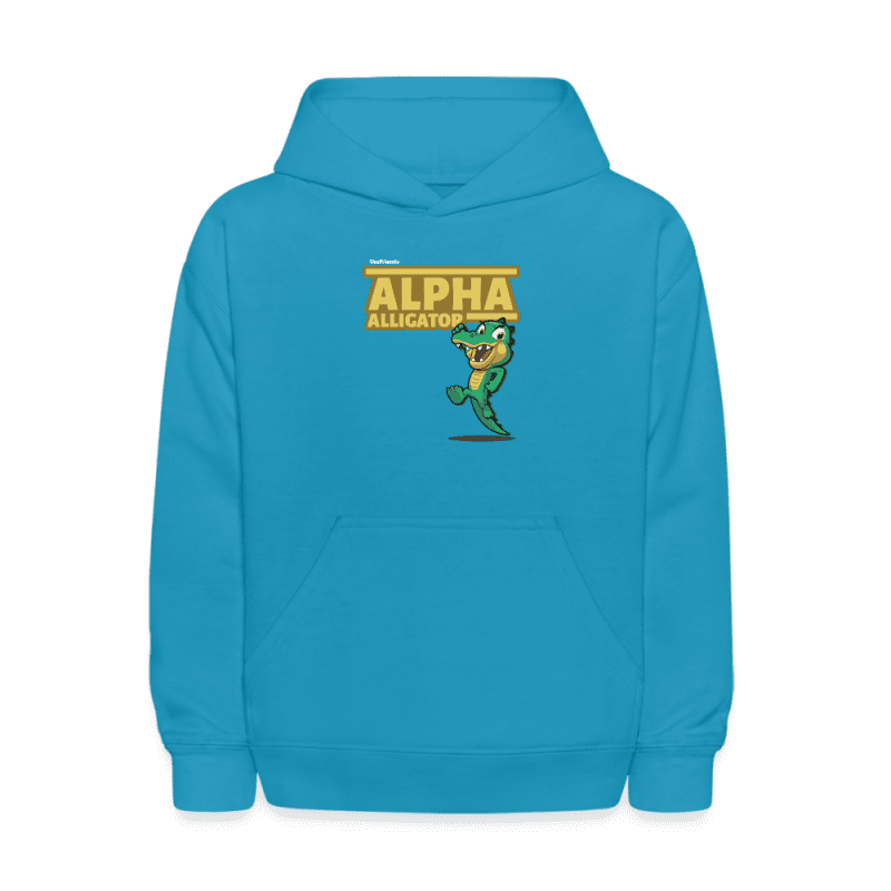 Alpha Alligator Character Comfort Kids Hoodie - turquoise