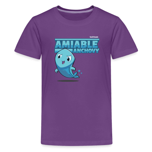 Amiable Anchovy Character Comfort Kids Tee - purple