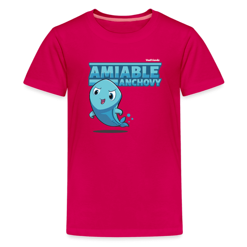 Amiable Anchovy Character Comfort Kids Tee - dark pink