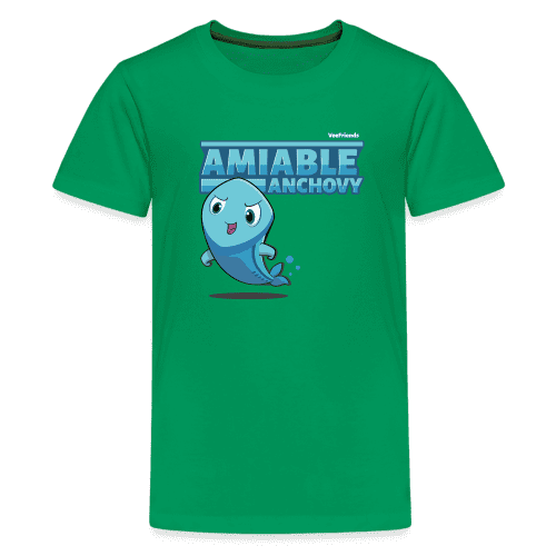 Amiable Anchovy Character Comfort Kids Tee - kelly green