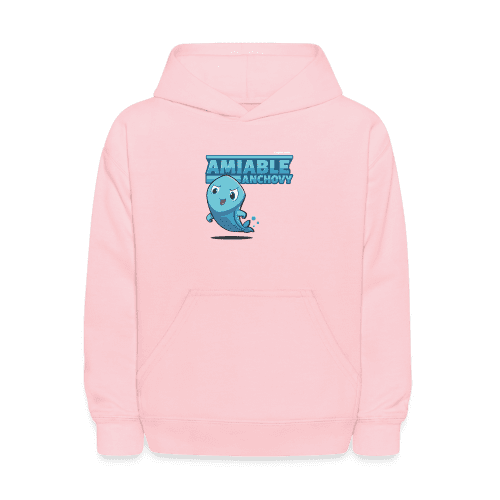 Amiable Anchovy Character Comfort Kids Hoodie - pink