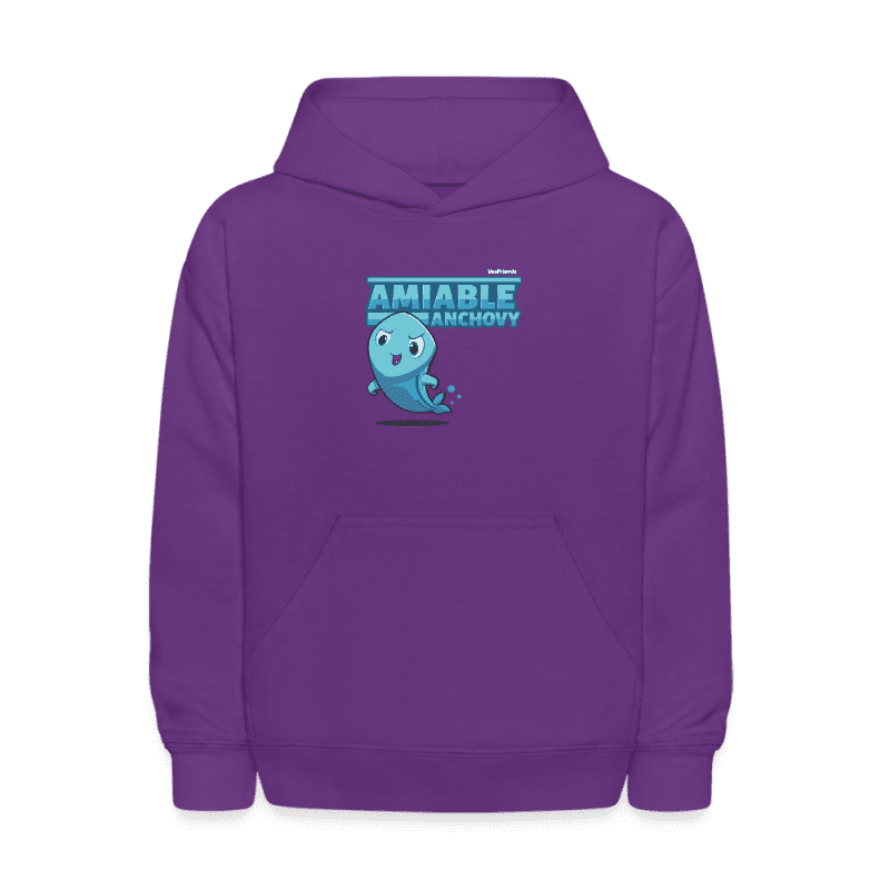 Amiable Anchovy Character Comfort Kids Hoodie - purple