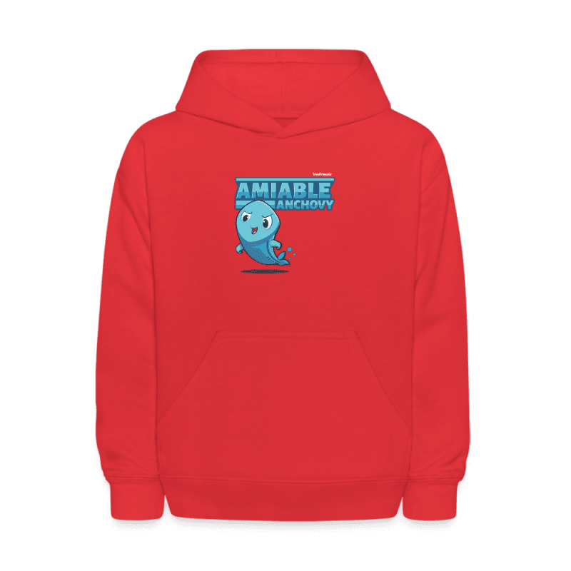 Amiable Anchovy Character Comfort Kids Hoodie - red