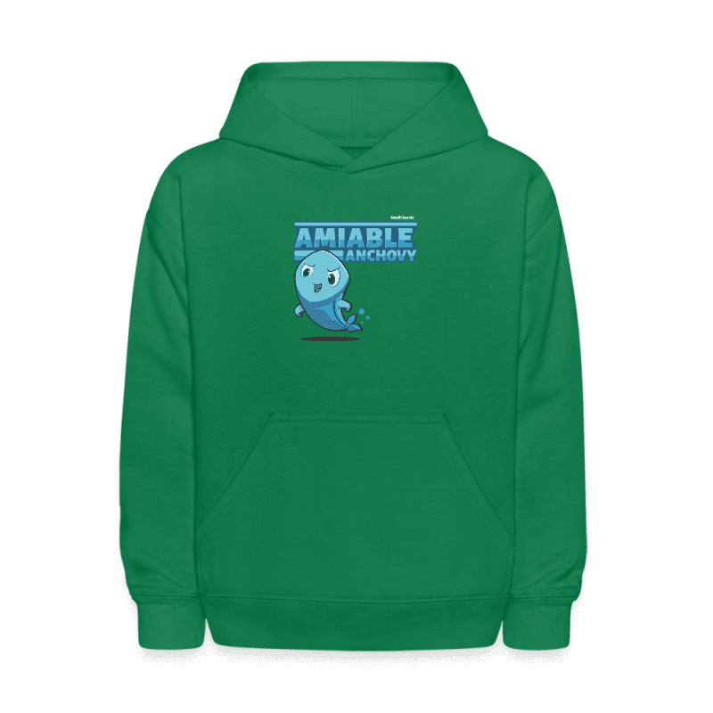 Amiable Anchovy Character Comfort Kids Hoodie - kelly green