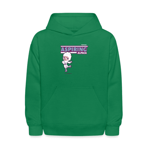 Aspiring Alpaca Character Comfort Kids Hoodie - kelly green