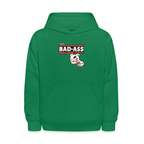 Bad-Ass Bulldog Character Comfort Kids Hoodie - kelly green