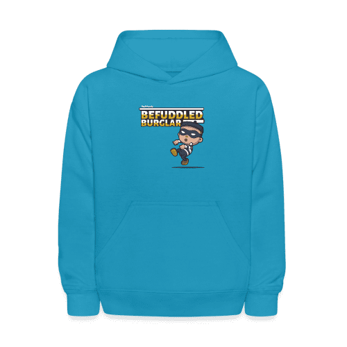 Befuddled Burglar Character Comfort Kids Hoodie - turquoise