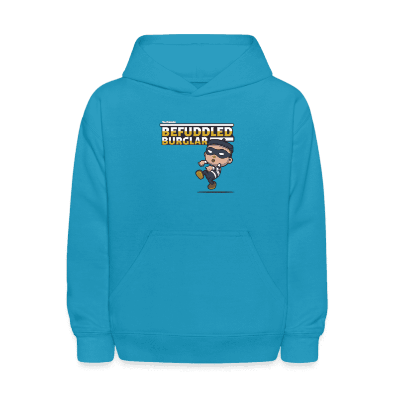 Befuddled Burglar Character Comfort Kids Hoodie - turquoise