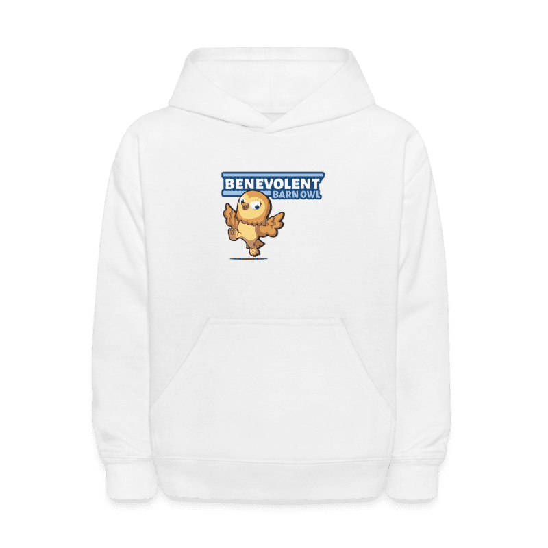 Benevolent Barn Owl Character Comfort Kids Hoodie - white