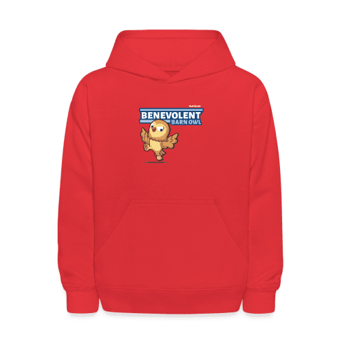 Benevolent Barn Owl Character Comfort Kids Hoodie - red