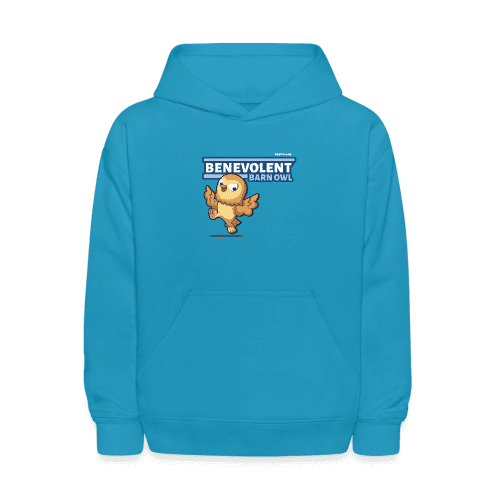 Benevolent Barn Owl Character Comfort Kids Hoodie - turquoise