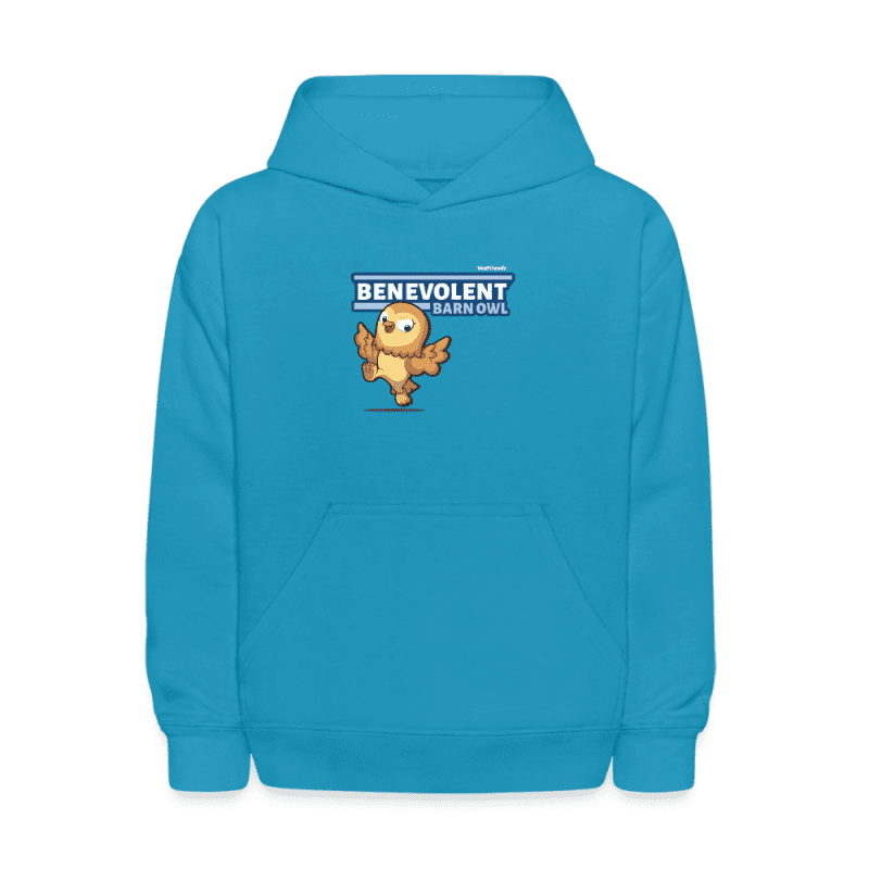 Benevolent Barn Owl Character Comfort Kids Hoodie - turquoise