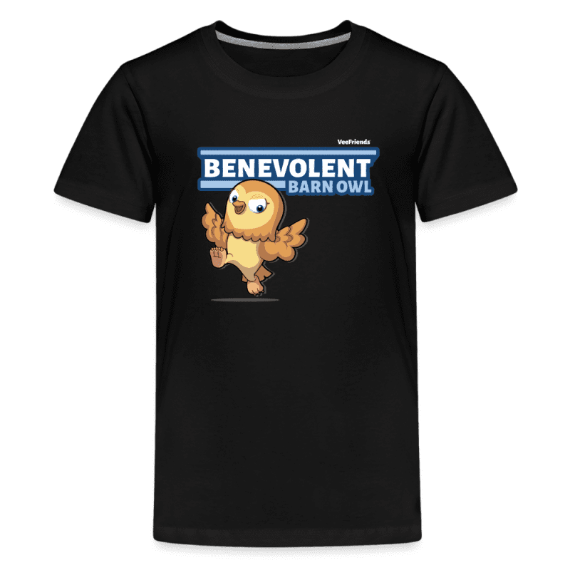 Benevolent Barn Owl Character Comfort Kids Tee - black