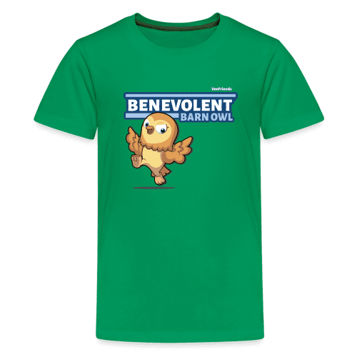 Benevolent Barn Owl Character Comfort Kids Tee - kelly green