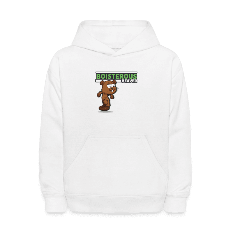 Boisterous Beaver Character Comfort Kids Hoodie - white