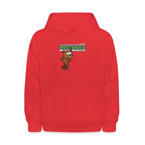 Boisterous Beaver Character Comfort Kids Hoodie - red