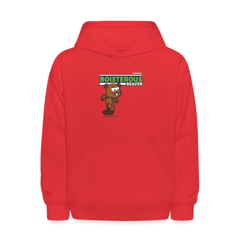 Boisterous Beaver Character Comfort Kids Hoodie - red