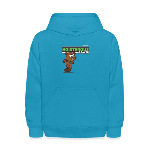 Boisterous Beaver Character Comfort Kids Hoodie - turquoise