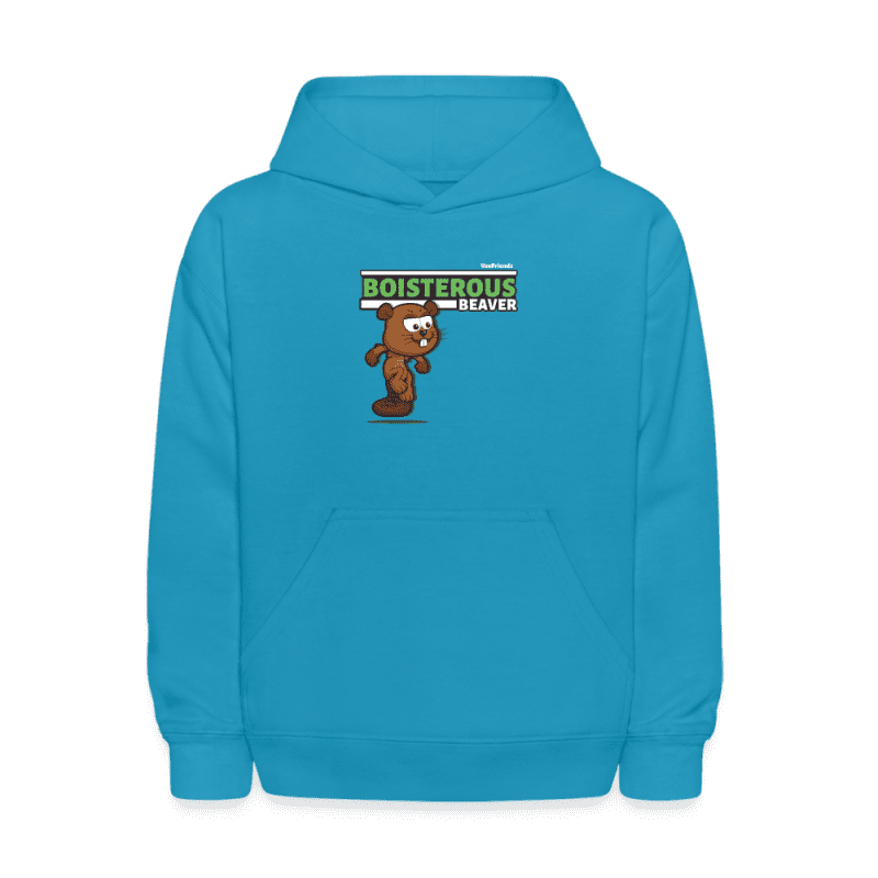 Boisterous Beaver Character Comfort Kids Hoodie - turquoise