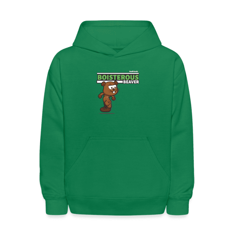 Boisterous Beaver Character Comfort Kids Hoodie - kelly green