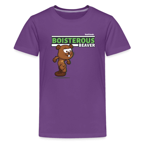 Boisterous Beaver Character Comfort Kids Tee - purple